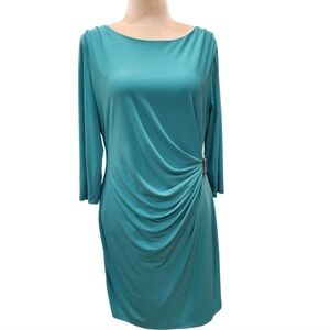 Tahari Arthur S Levine 3/4 Sleeve Boat Neck Dress With Gold Details